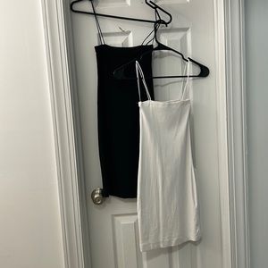 Zara Black & White Spaghetti Strap Mini Dresses